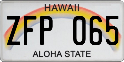 HI license plate ZFP065