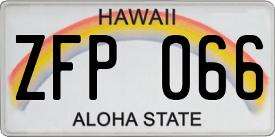 HI license plate ZFP066