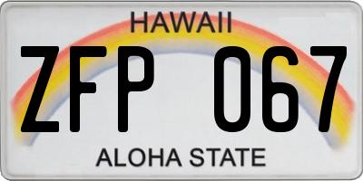 HI license plate ZFP067