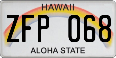 HI license plate ZFP068
