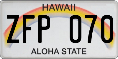 HI license plate ZFP070