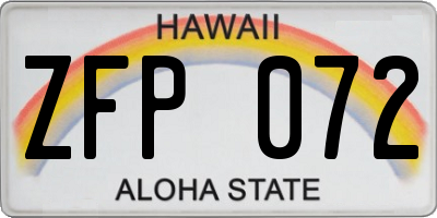 HI license plate ZFP072