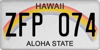 HI license plate ZFP074