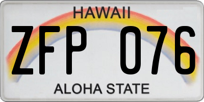 HI license plate ZFP076
