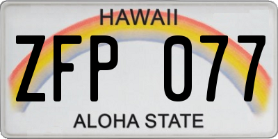 HI license plate ZFP077