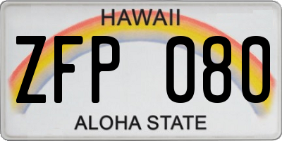 HI license plate ZFP080