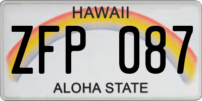 HI license plate ZFP087