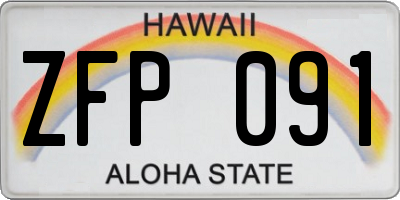HI license plate ZFP091