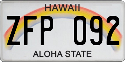 HI license plate ZFP092