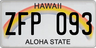 HI license plate ZFP093