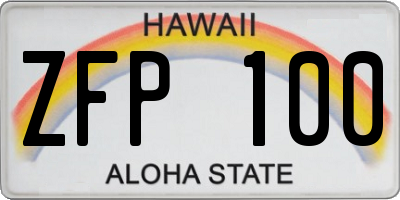 HI license plate ZFP100