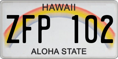 HI license plate ZFP102