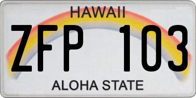 HI license plate ZFP103