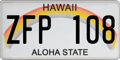 HI license plate ZFP108