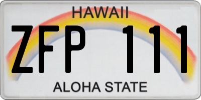HI license plate ZFP111