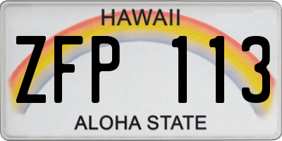HI license plate ZFP113