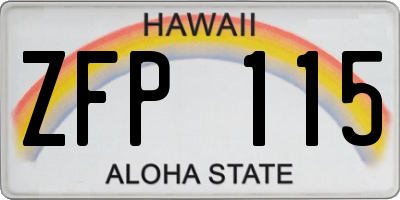 HI license plate ZFP115