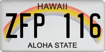 HI license plate ZFP116