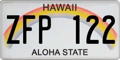 HI license plate ZFP122