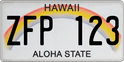 HI license plate ZFP123