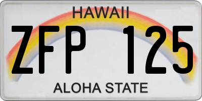 HI license plate ZFP125