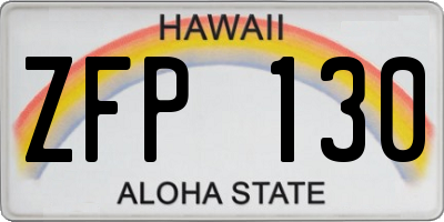HI license plate ZFP130