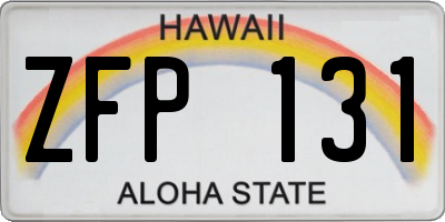 HI license plate ZFP131