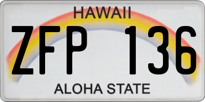 HI license plate ZFP136