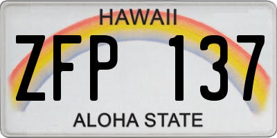 HI license plate ZFP137