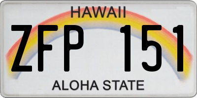 HI license plate ZFP151