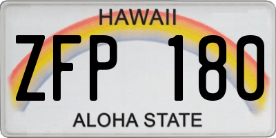 HI license plate ZFP180
