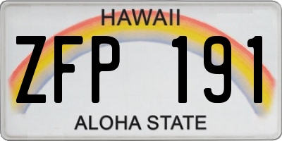 HI license plate ZFP191