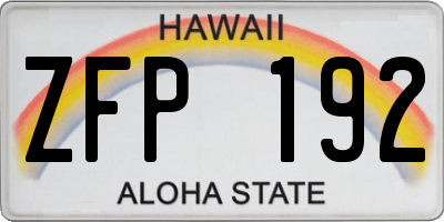 HI license plate ZFP192