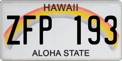 HI license plate ZFP193