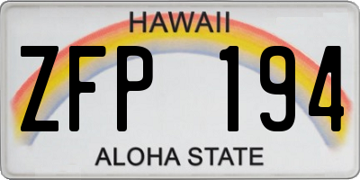 HI license plate ZFP194