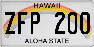 HI license plate ZFP200