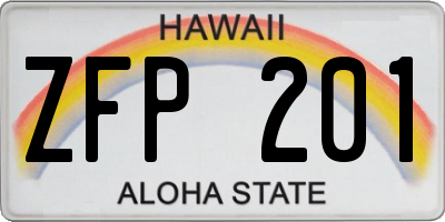 HI license plate ZFP201