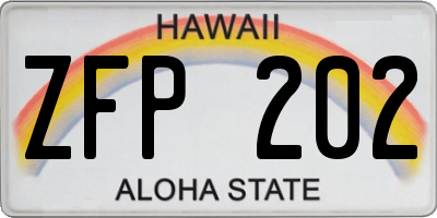 HI license plate ZFP202