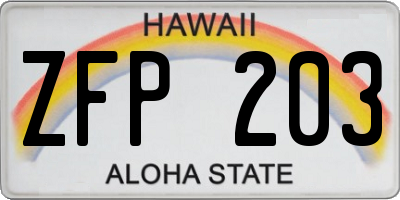 HI license plate ZFP203