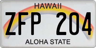 HI license plate ZFP204
