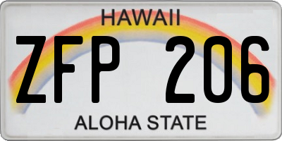 HI license plate ZFP206