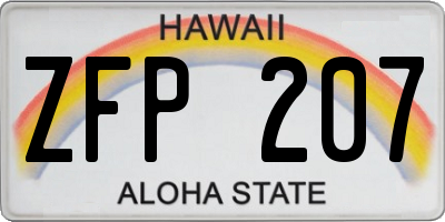 HI license plate ZFP207