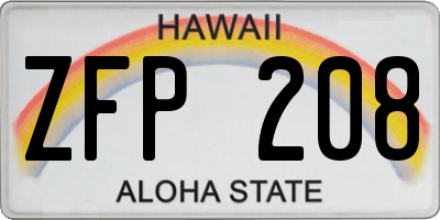 HI license plate ZFP208