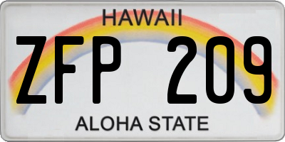 HI license plate ZFP209