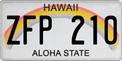 HI license plate ZFP210