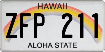 HI license plate ZFP211