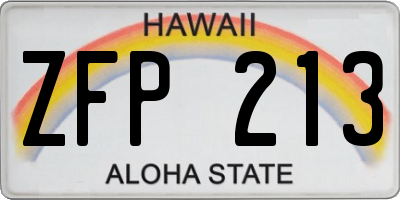 HI license plate ZFP213