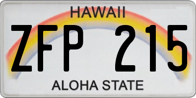 HI license plate ZFP215
