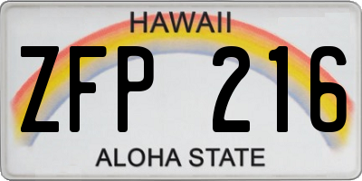 HI license plate ZFP216