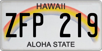 HI license plate ZFP219